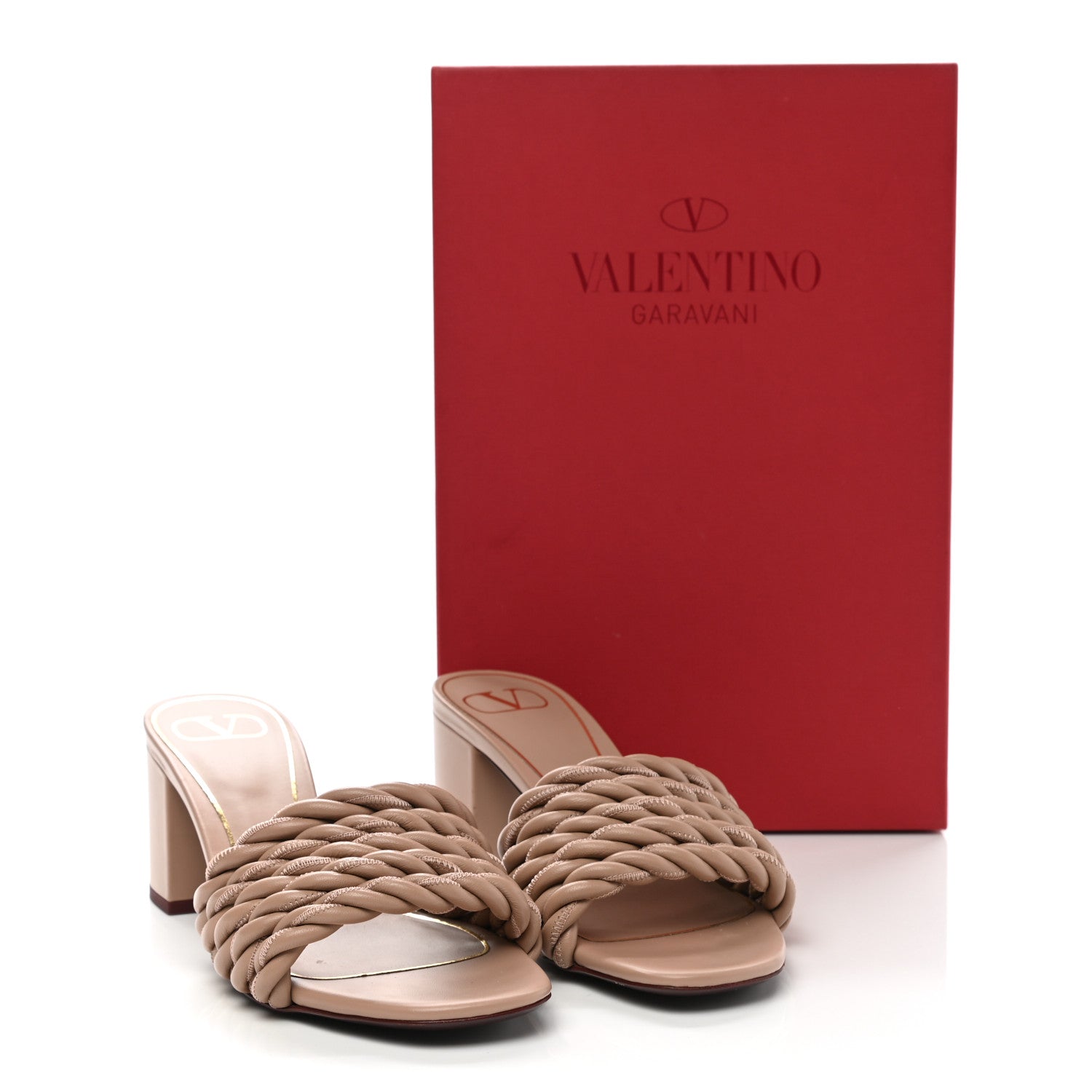 Valentino Garavani Nappa Rope 60mm Slide Sandals 38.5 Rose Cannelle 10 of 10