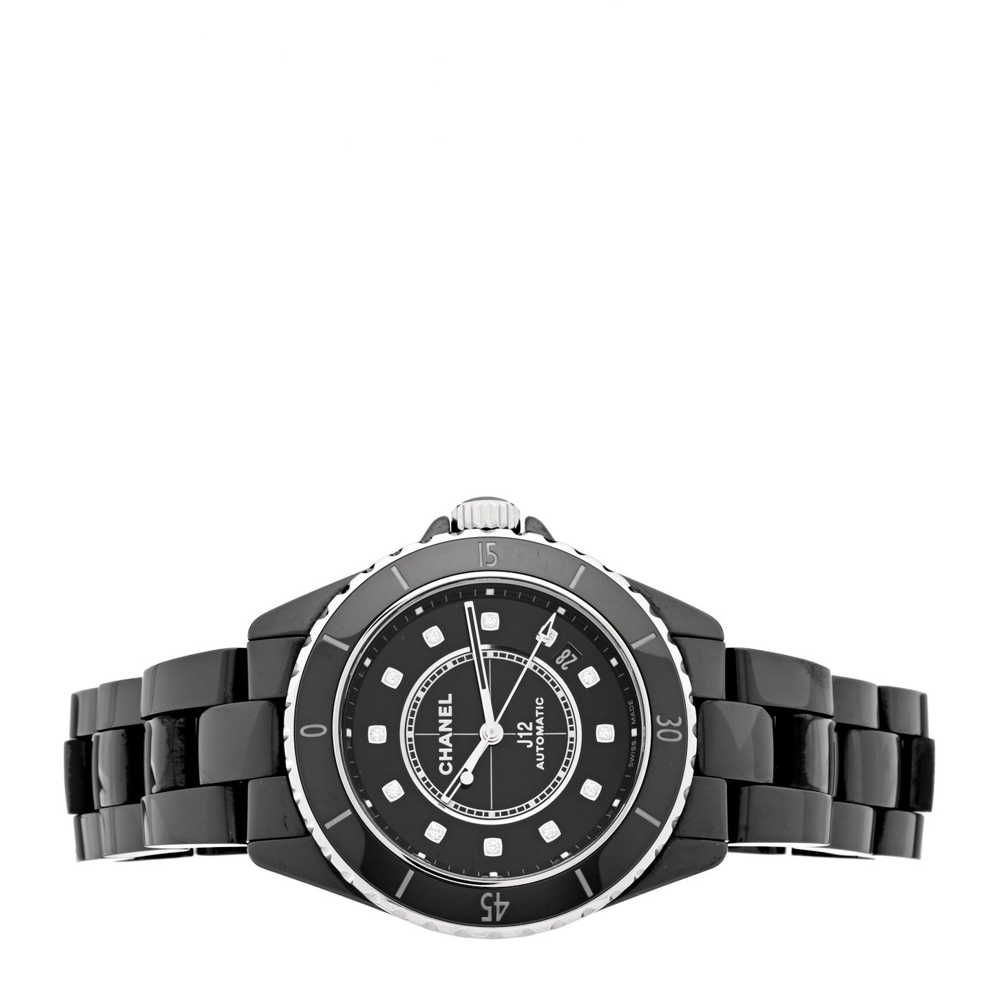 Stainless Steel Ceramic Diamond 38mm J12 Automatic Watch Black