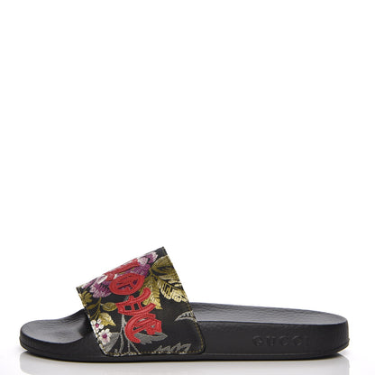 Gucci Jacquard Floral Blind for Love Slide Sandals 36 Black Multicolor 1 of 8