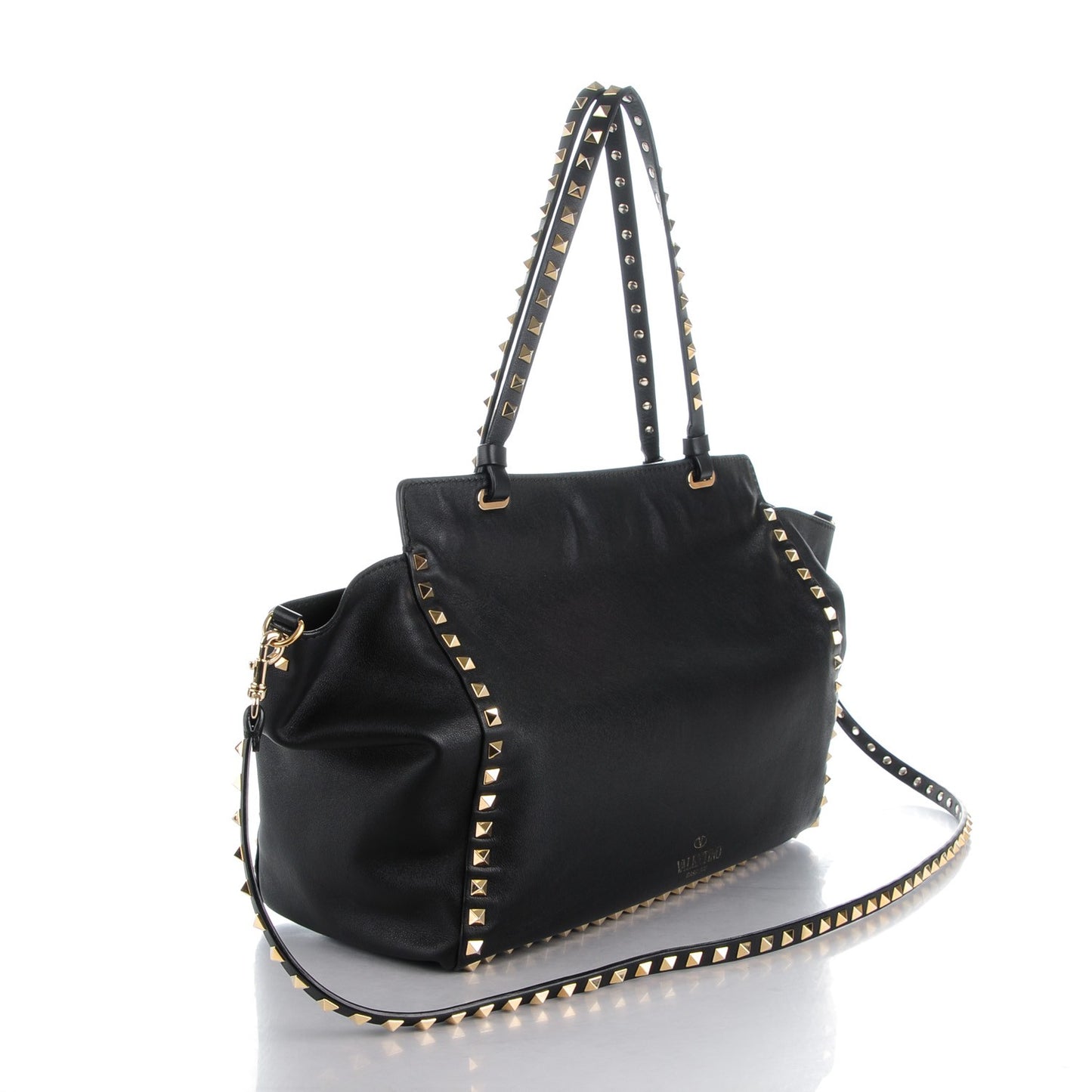 Vitello Medium Rockstud Tote Black