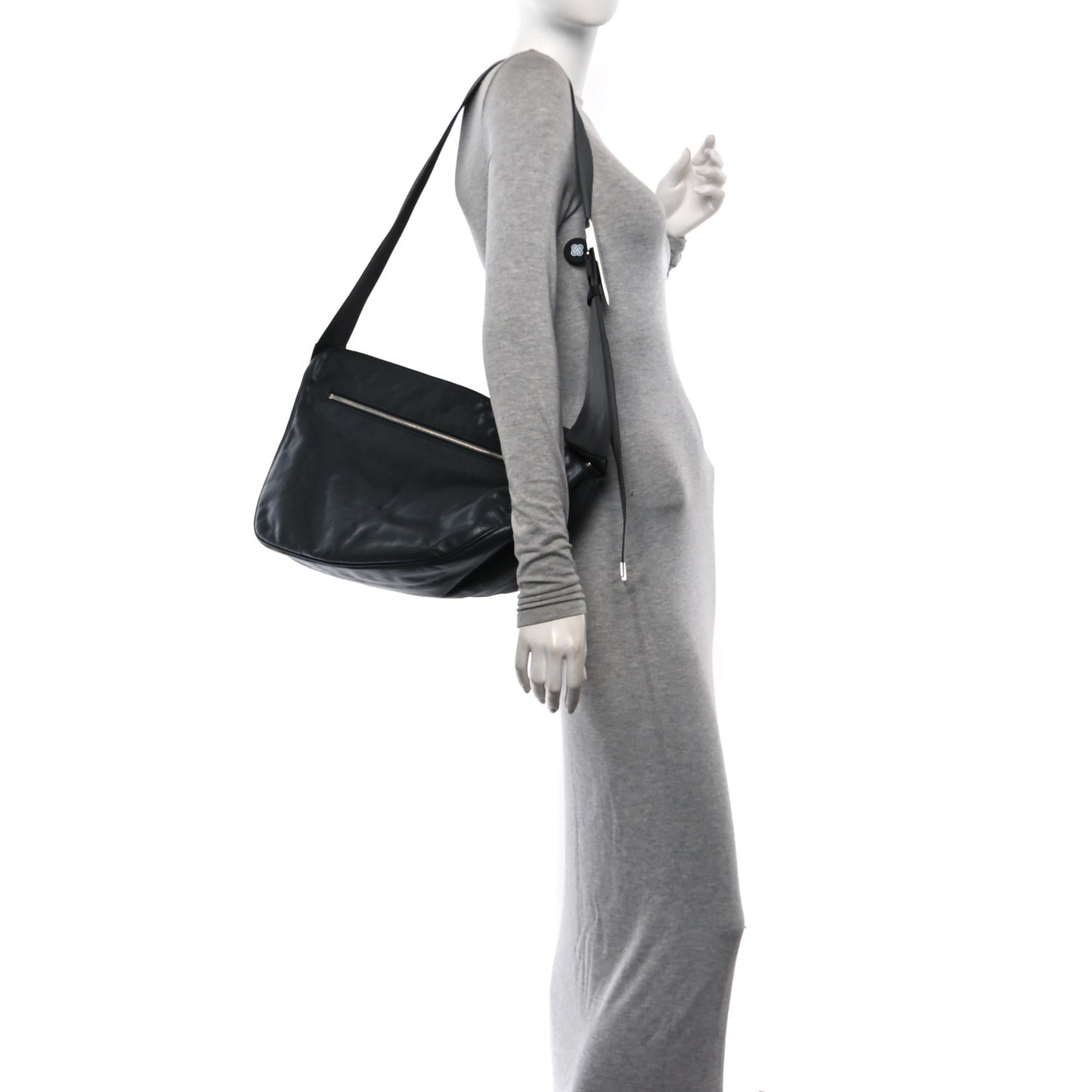 Lambskin Large Shield Messenger Bag Slate