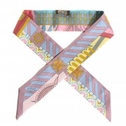 Silk Geometrie Cretoise Silk Twilly Vieux Rose Framboise Bleu