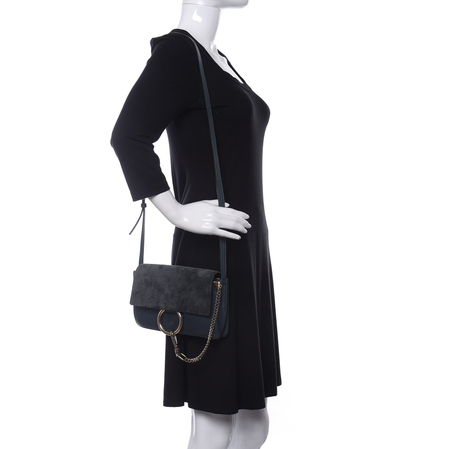 Chloe Suede Calfskin Small Faye Shoulder Bag Silver Blue 2 of 14