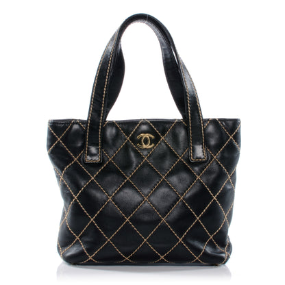 Chanel Leather Contrast Stitch Surpique Tote Black 1 of 7