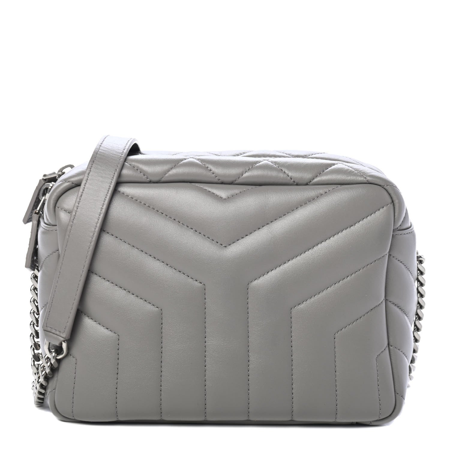 Saint Laurent Calfskin Y Quilted Monogram Small Loulou Bowling Bag Light Gray 1 of 4