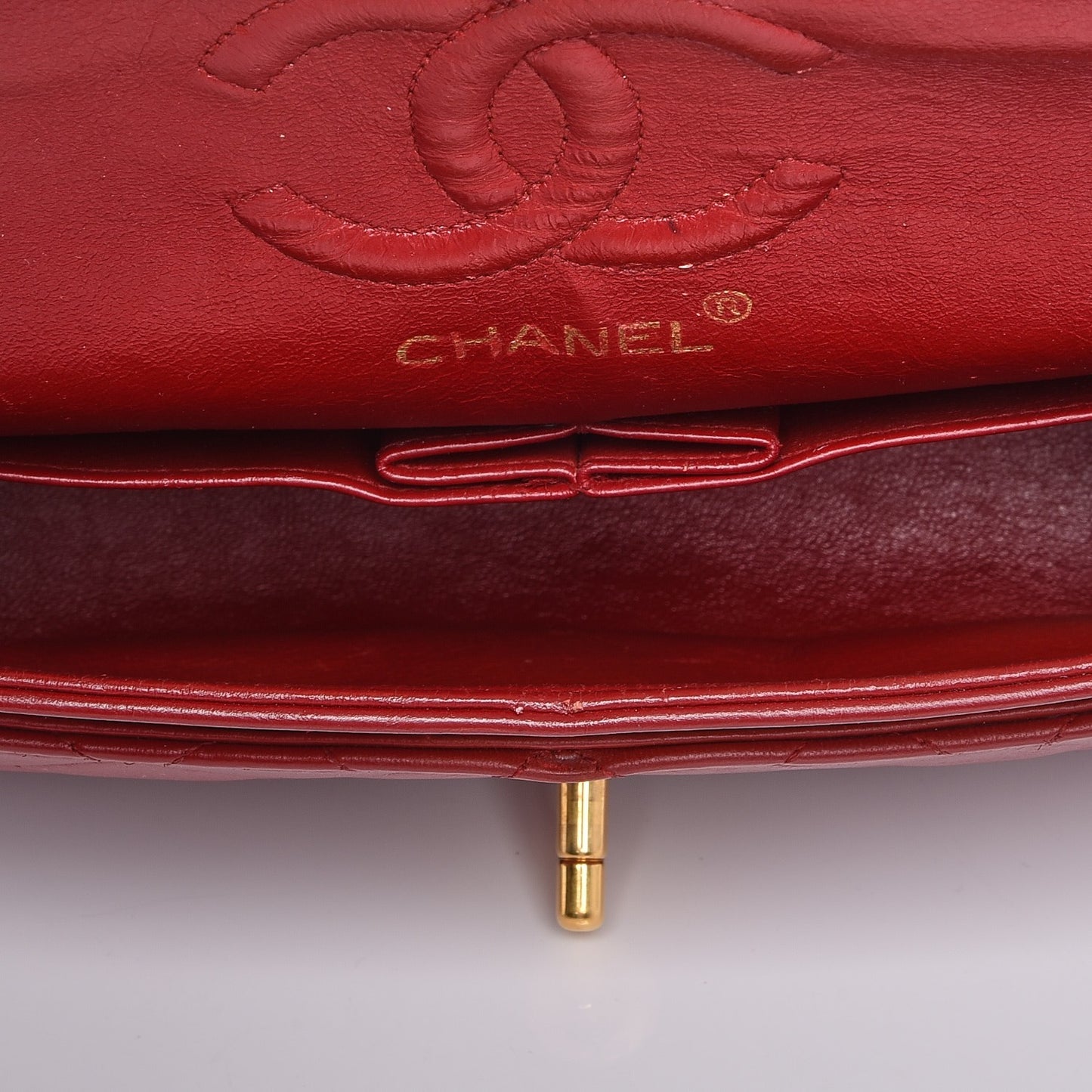 Lambskin Quilted Small Double Flap Red