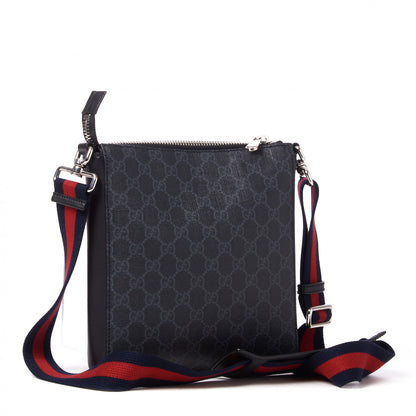 Gucci GG Supreme Monogram Web Small Flat Messenger Bag Black Grey 3 of 8