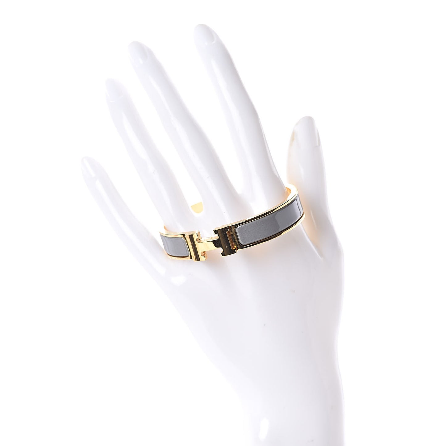 Enamel Narrow Clic Clac H Bracelet PM Marron Glace