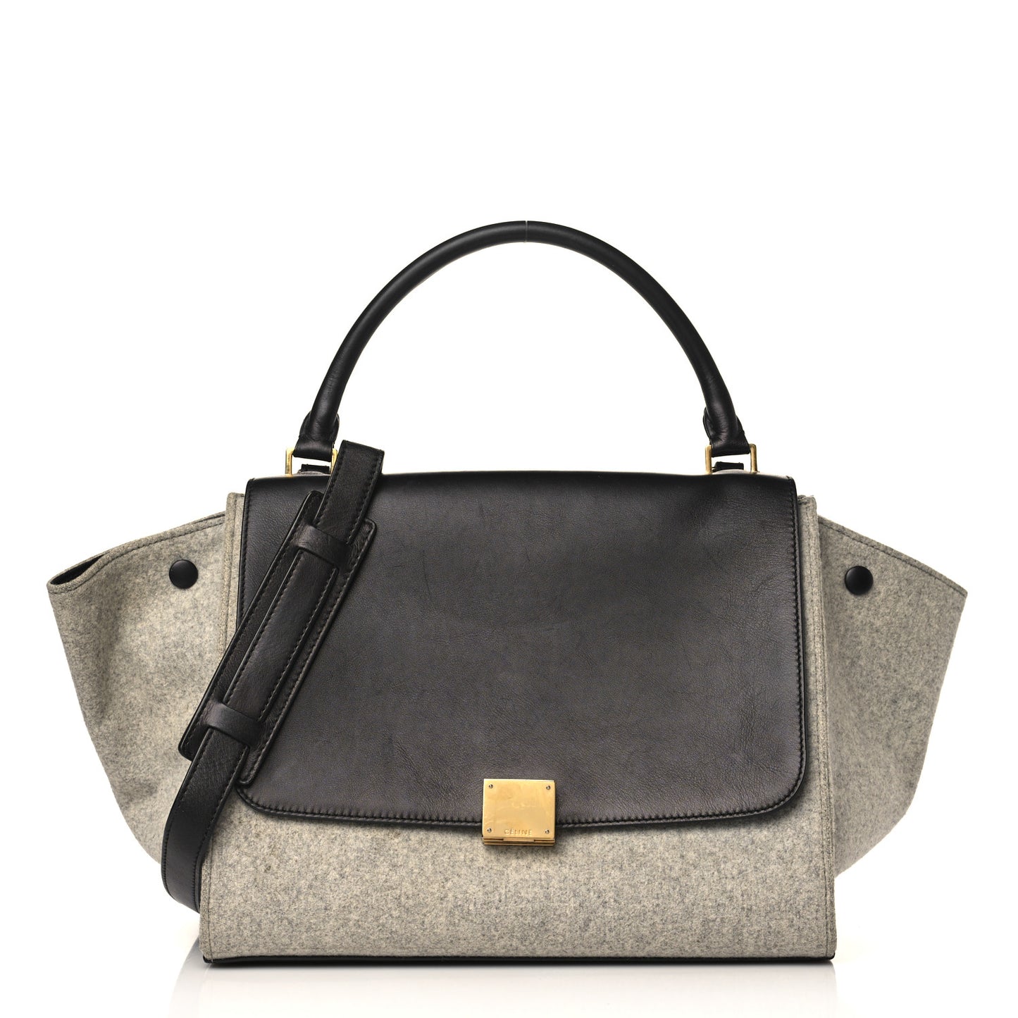 Felt Smooth Calfskin Medium Trapeze Pearl Grey