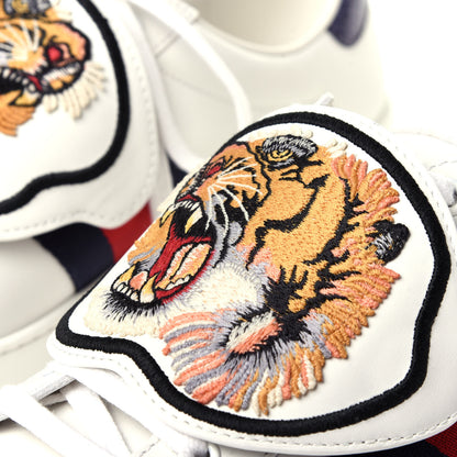 Gucci Calfskin Ayers Web Tiger Embroidered Mens Ace Sneakers 8.5 White 11 of 15