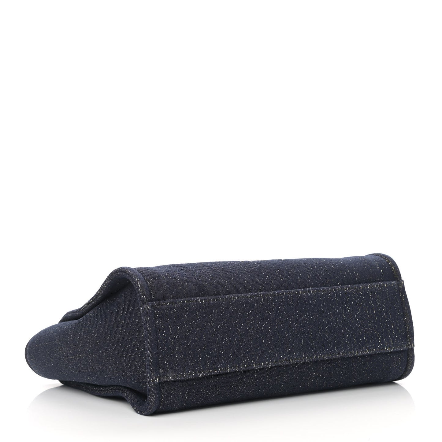 Lurex Canvas Small Deauville Tote Navy Blue Gold