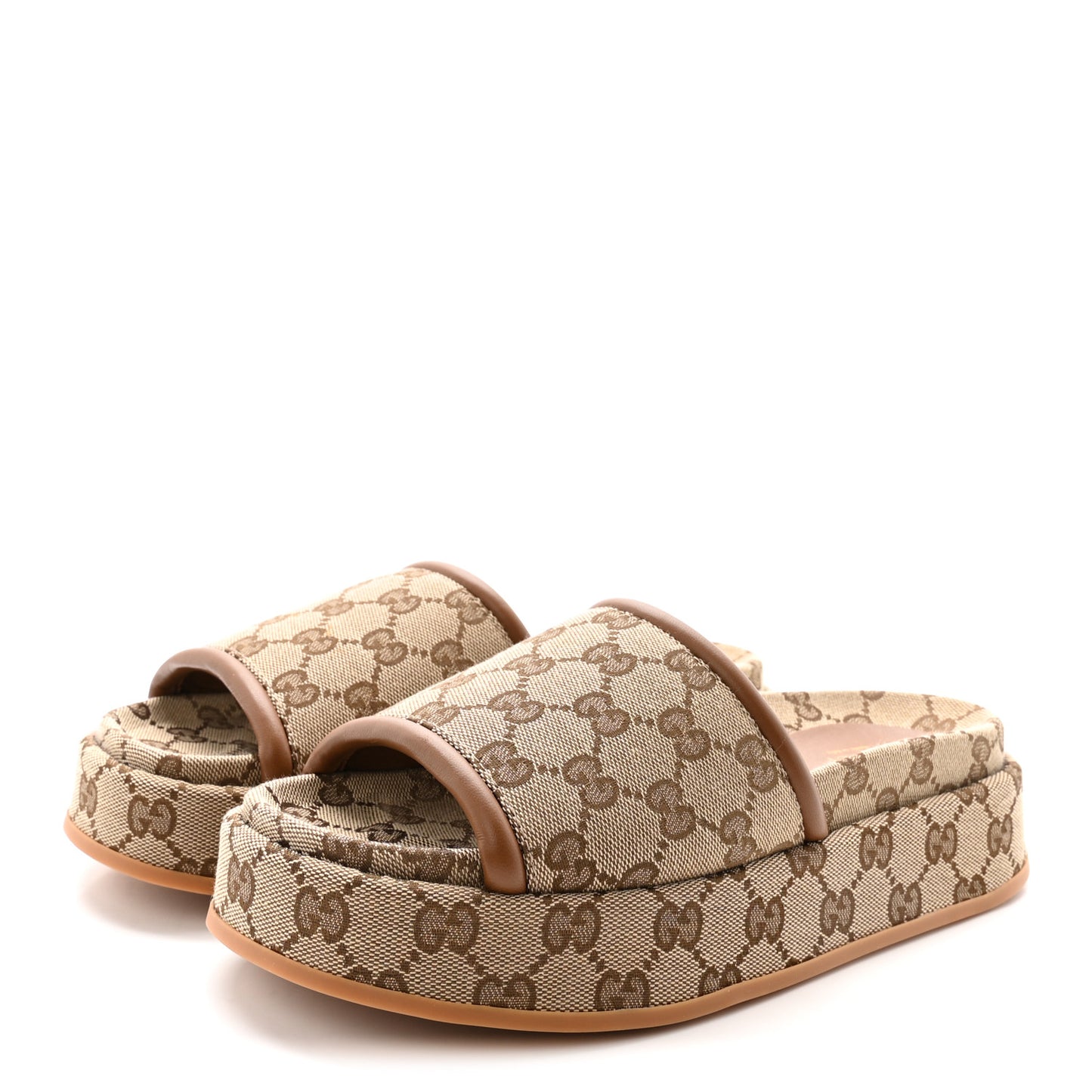 Monogram Womens Platform Sandals 37 Beige Ebony Sundial