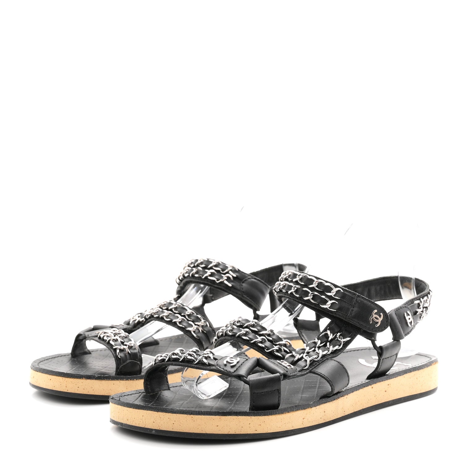 Chanel Lambskin Chain Sandals 41 Black 4 of 9
