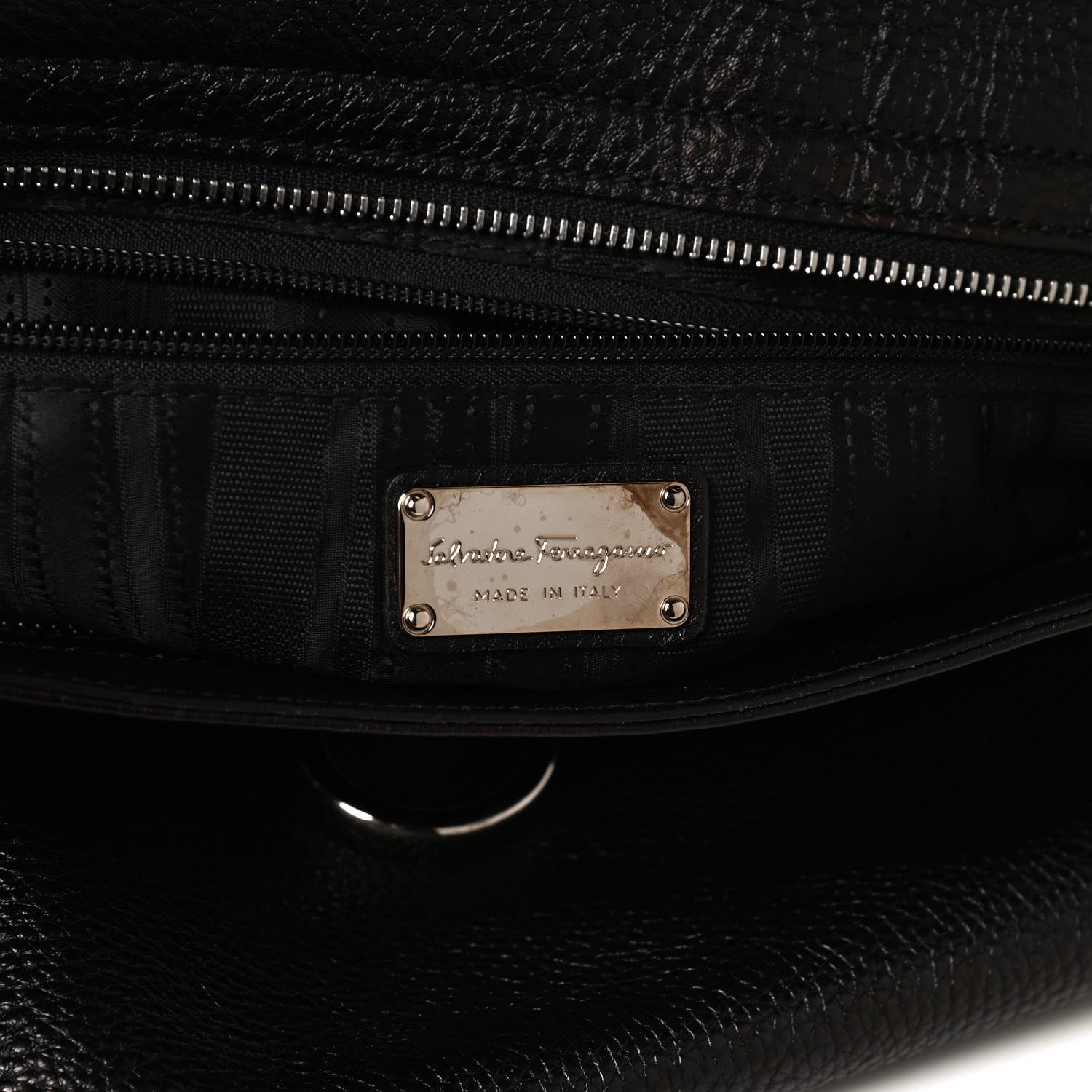 Salvatore Ferragamo Calfskin Sofia Gancini Satchel Black 6 of 12