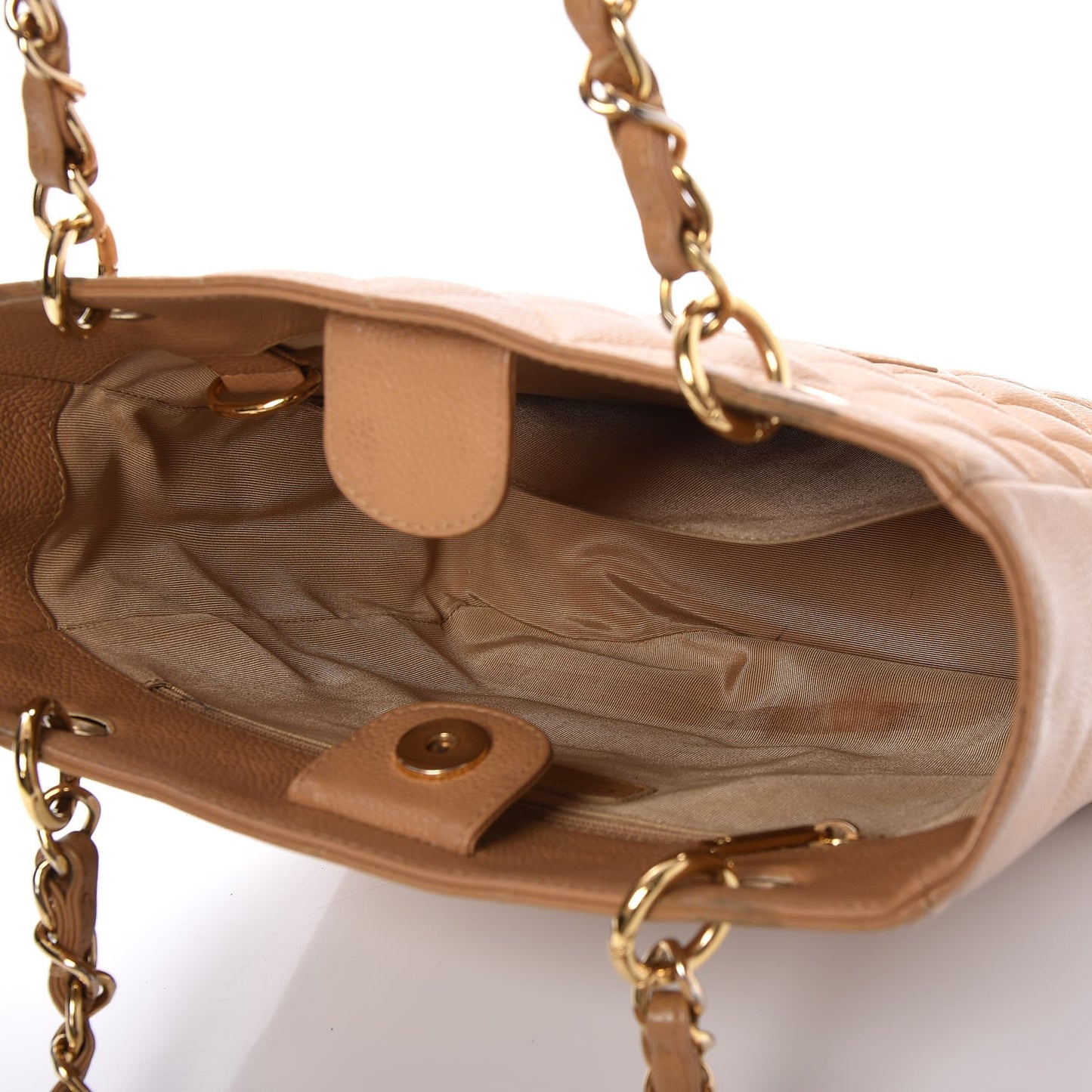 Caviar Quilted Petit Shopping Tote PST Beige