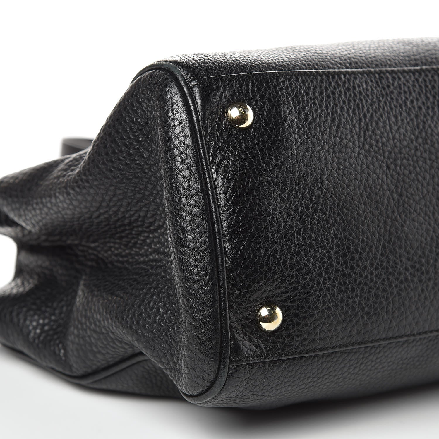 Gucci Pebbled Calfskin Medium Bamboo Shopper Tote Black 9 of 12
