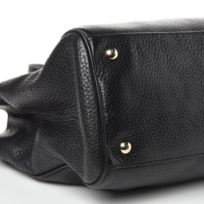 Gucci Pebbled Calfskin Medium Bamboo Shopper Tote Black 9 of 12