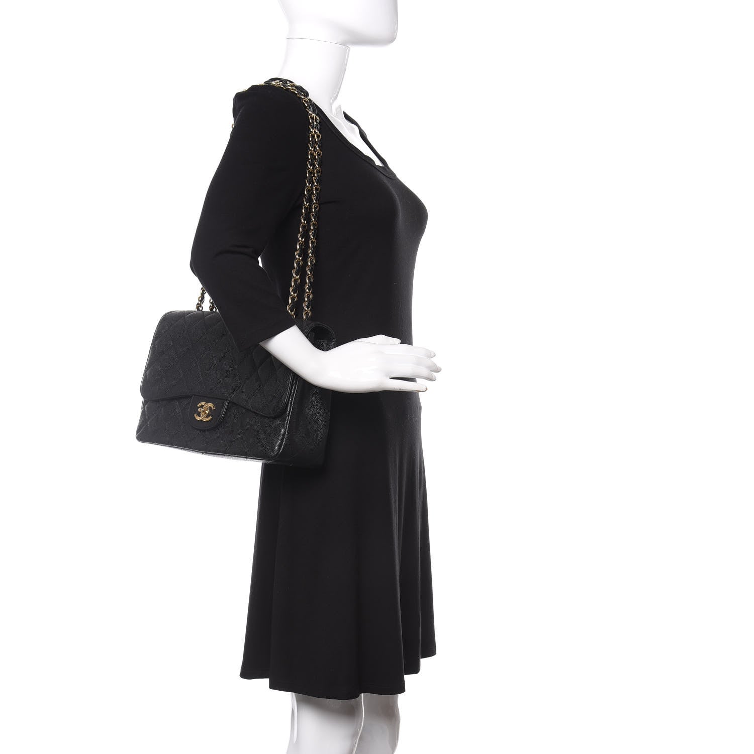 Chanel Caviar Quilted Jumbo Single Flap Black 2 of 11