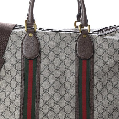 Gucci Soft GG Supreme Monogram Textured Dollar Calfskin Web Large Ophidia Carry-On Duffle Bag Beige Ebony New Acero 8 of 8