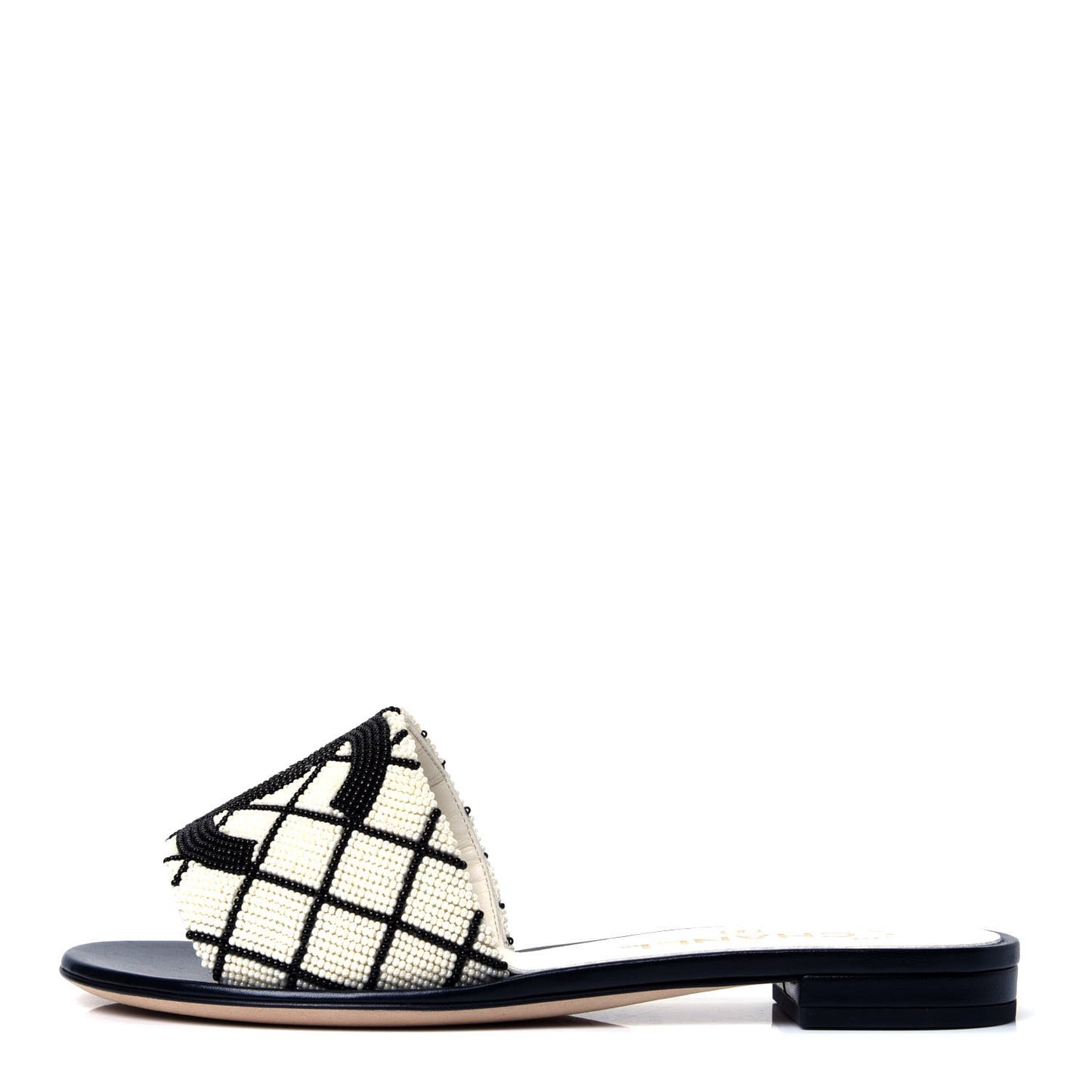 Pearl Embroidery CC Mules 36 Black White
