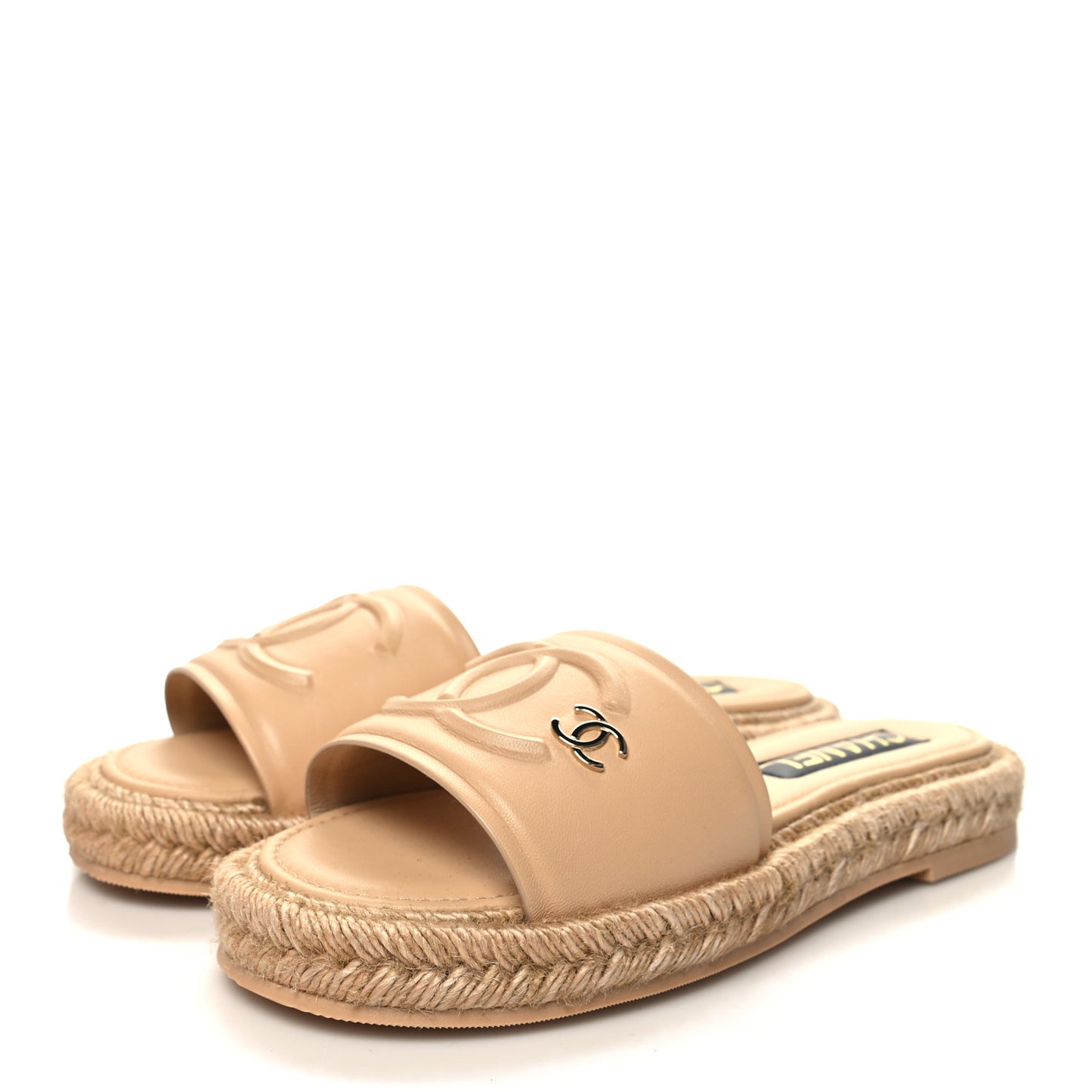 Lambskin Espadrille Mule Sandals 37 Beige