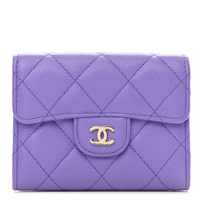 Chanel Caviar Quilted Flap Card Holder Wallet Purple 1 of 9