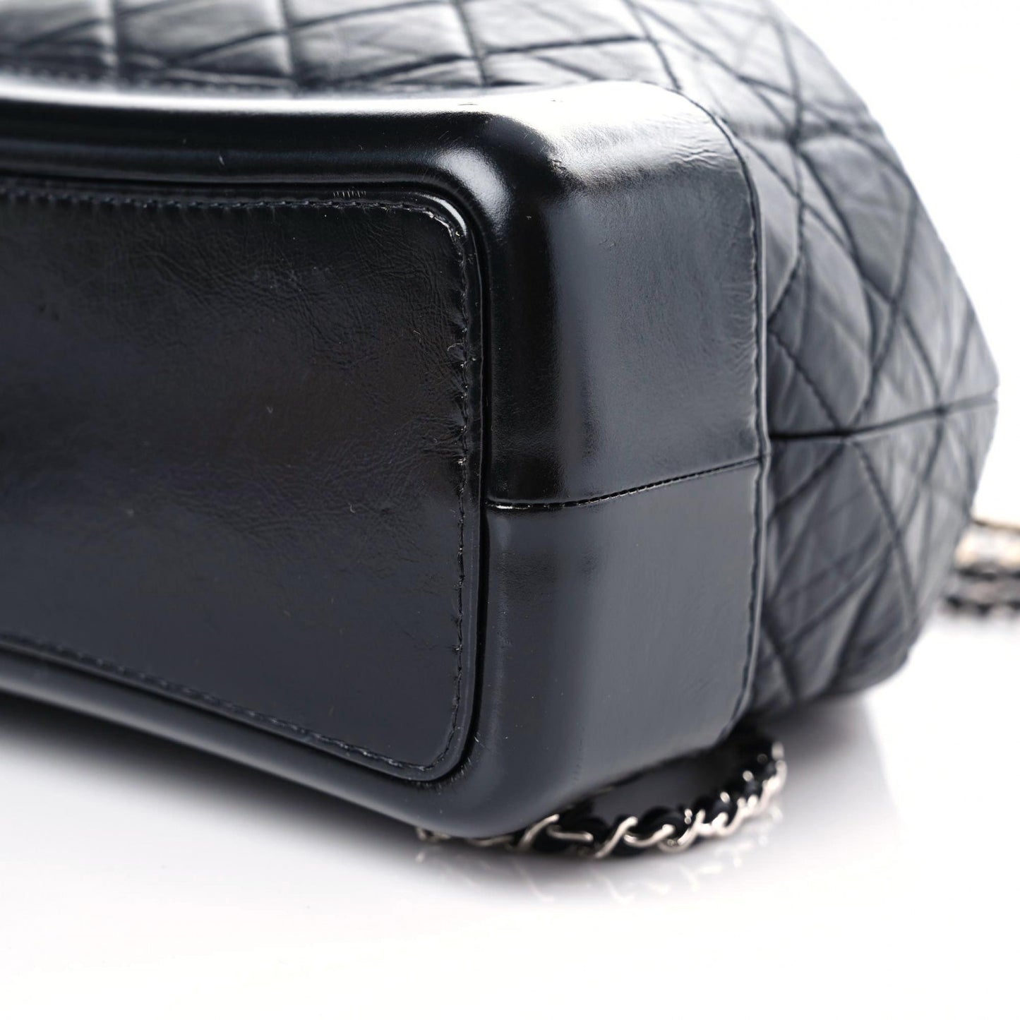 Aged Calfskin Quilted Gabrielle Backpack Black