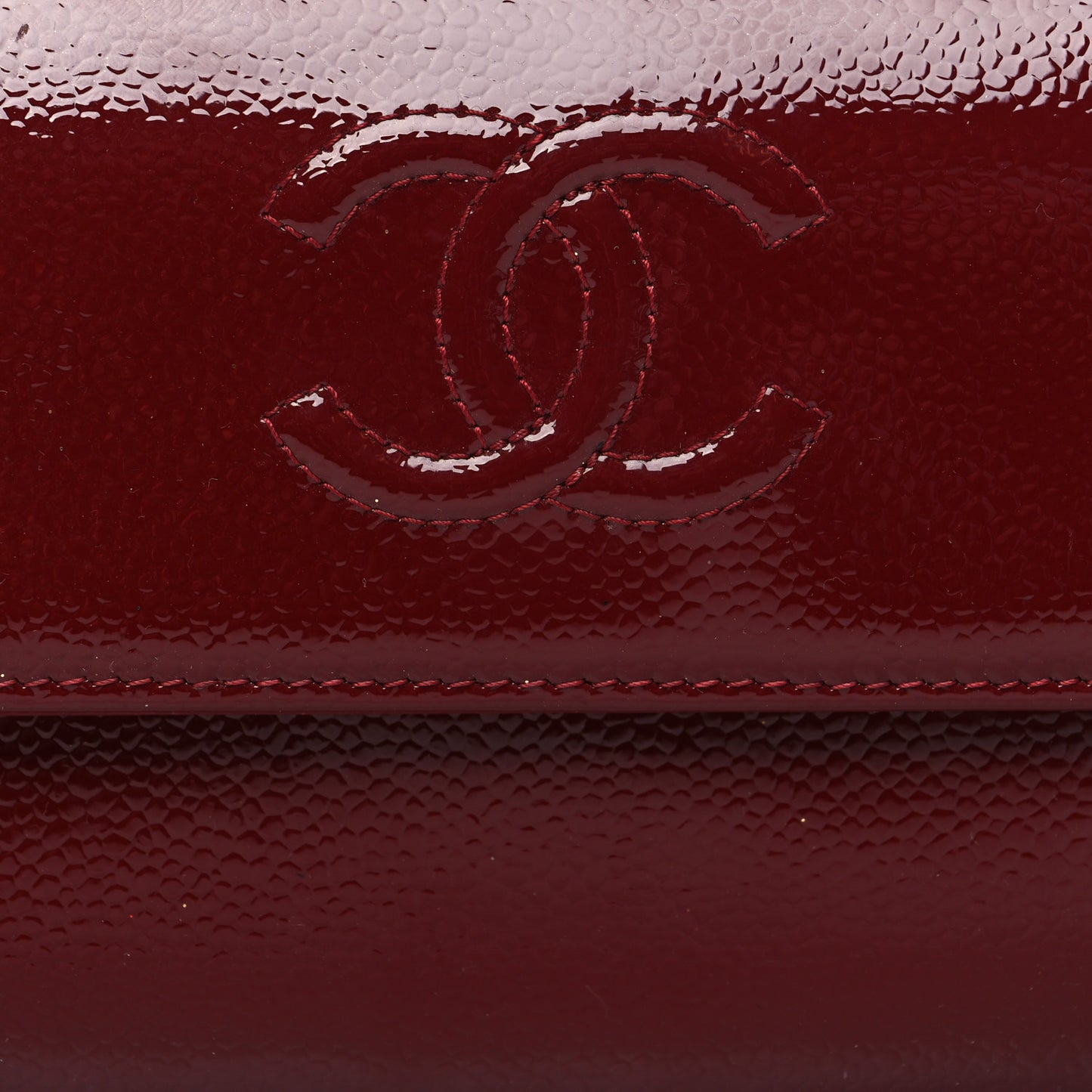 Patent Caviar Timeless CC Large Gusset Flap Wallet Burgundy