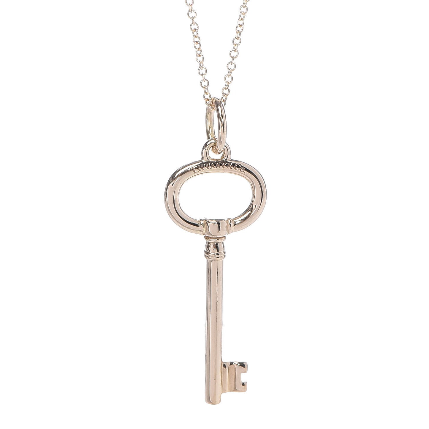 18K Rose Gold Small Oval Key Pendant Necklace
