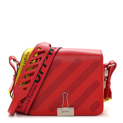 Off-White Saffiano Striped Diag Binder Flap Bag Red 1 of 15