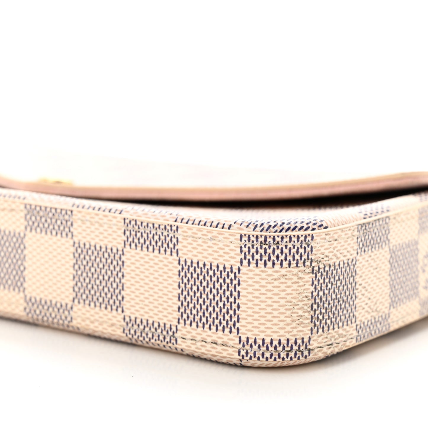 Damier Azur Pochette Felicie Chain Wallet Rose Ballerine