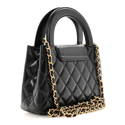 Chanel Shiny Aged Calfskin Quilted Nano Kelly Shopper Black 3 of 11
