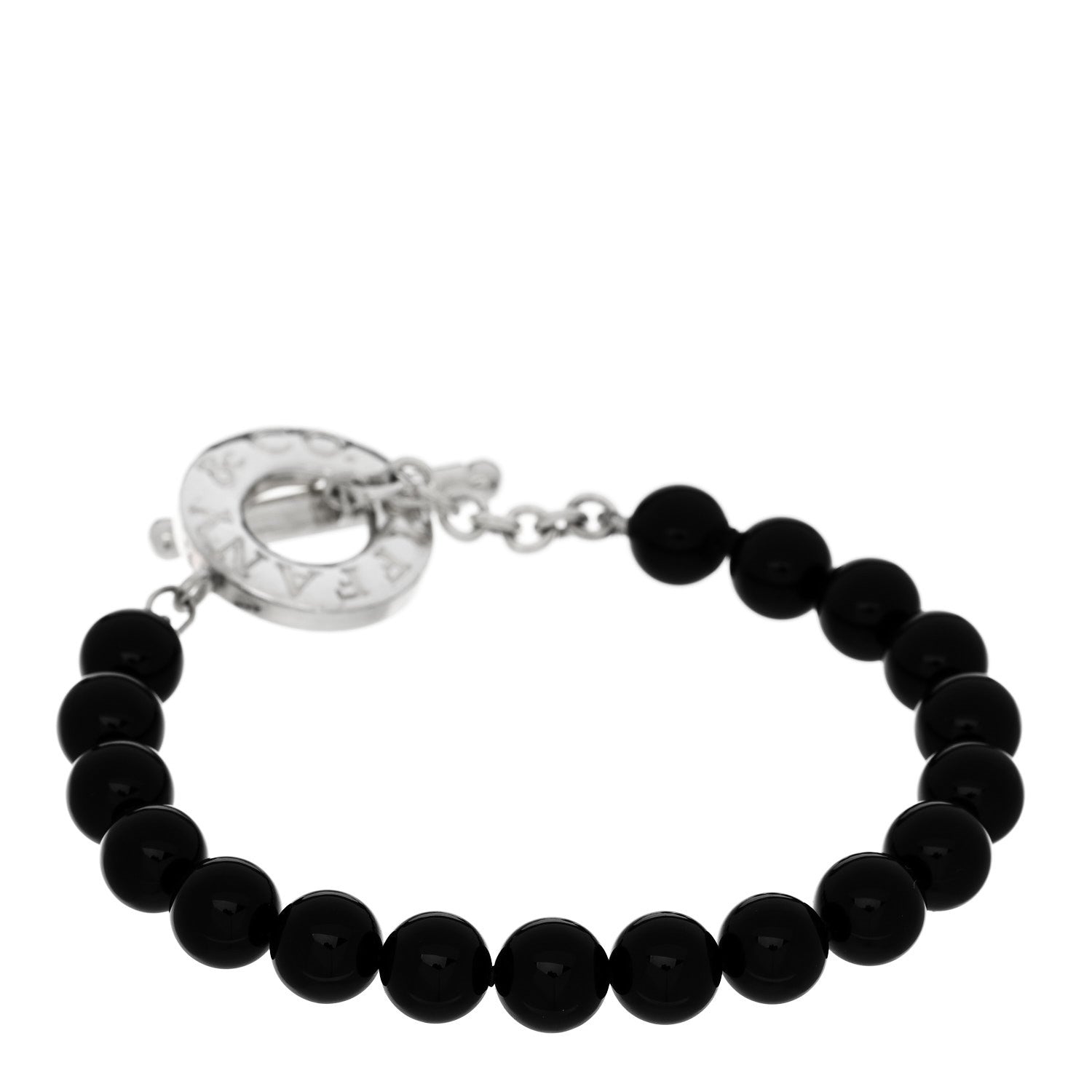 Tiffany Sterling Silver Black Onyx Bead Toggle Bracelet 2 of 3