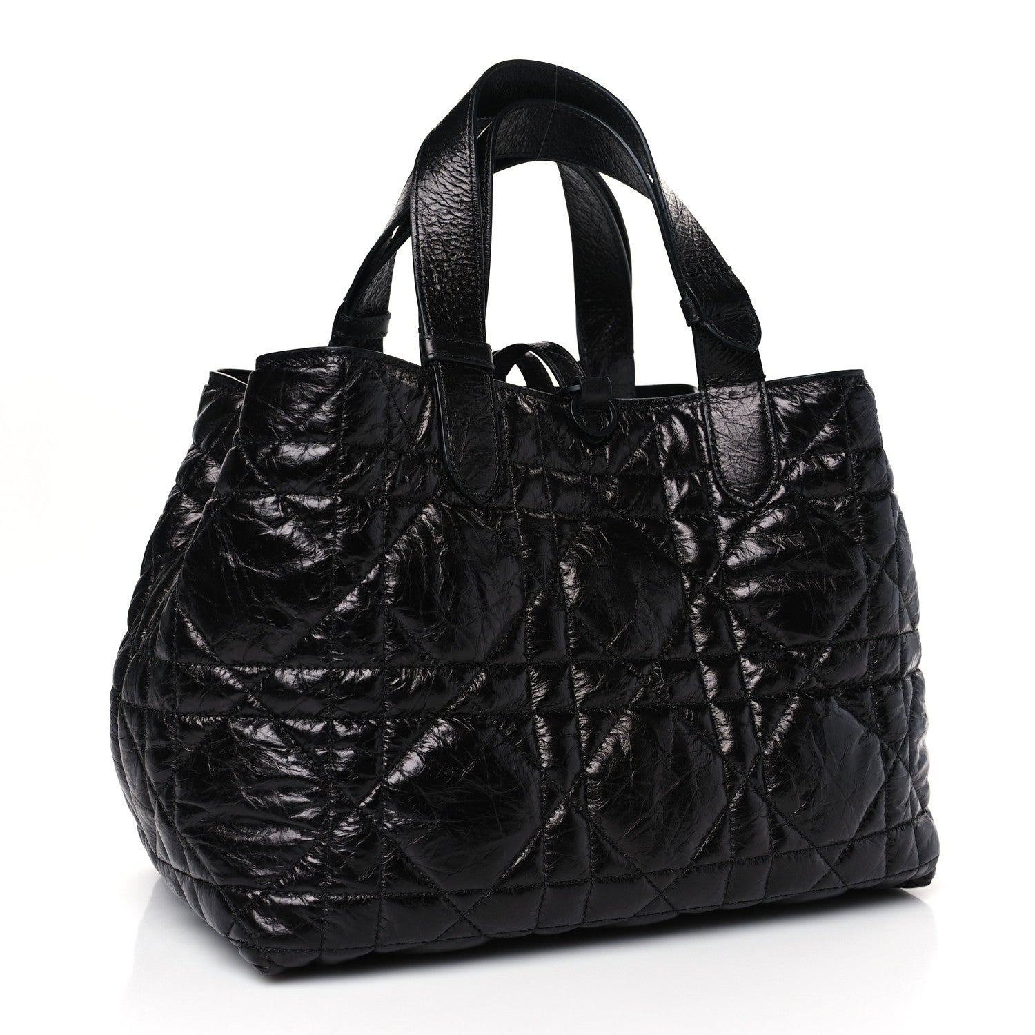 Christian Dior Crinkled Calfskin Cannage Medium Dior Tojours Bag Black 4 of 10