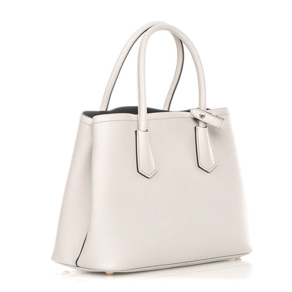 Prada Saffiano Cuir Small Double Bag Talco Nero Black 4 of 9