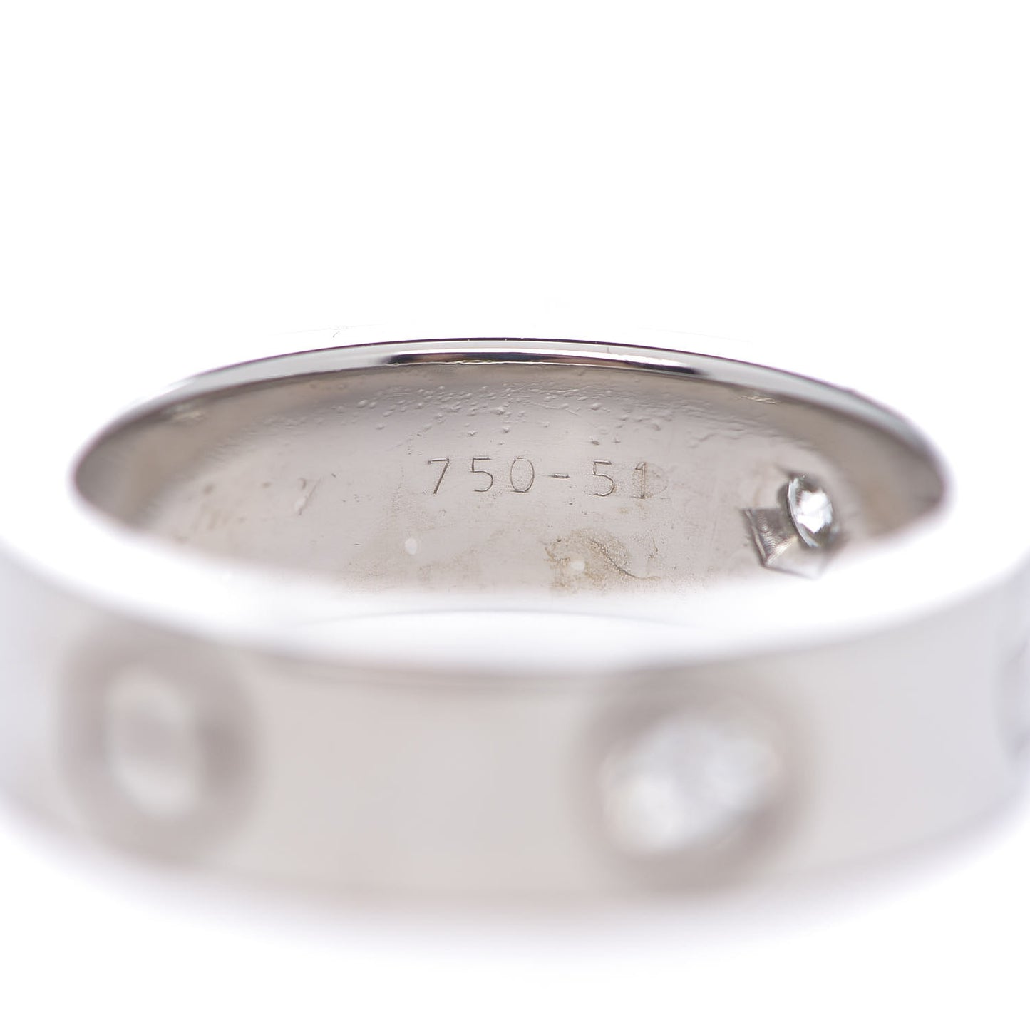 18K White Gold 3 Diamond 5.5mm LOVE Ring 51 5.75