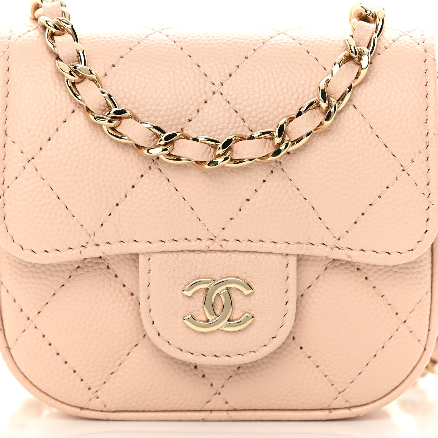 Chanel Caviar Quilted Mini Clutch With Chain Light Beige 9 of 13