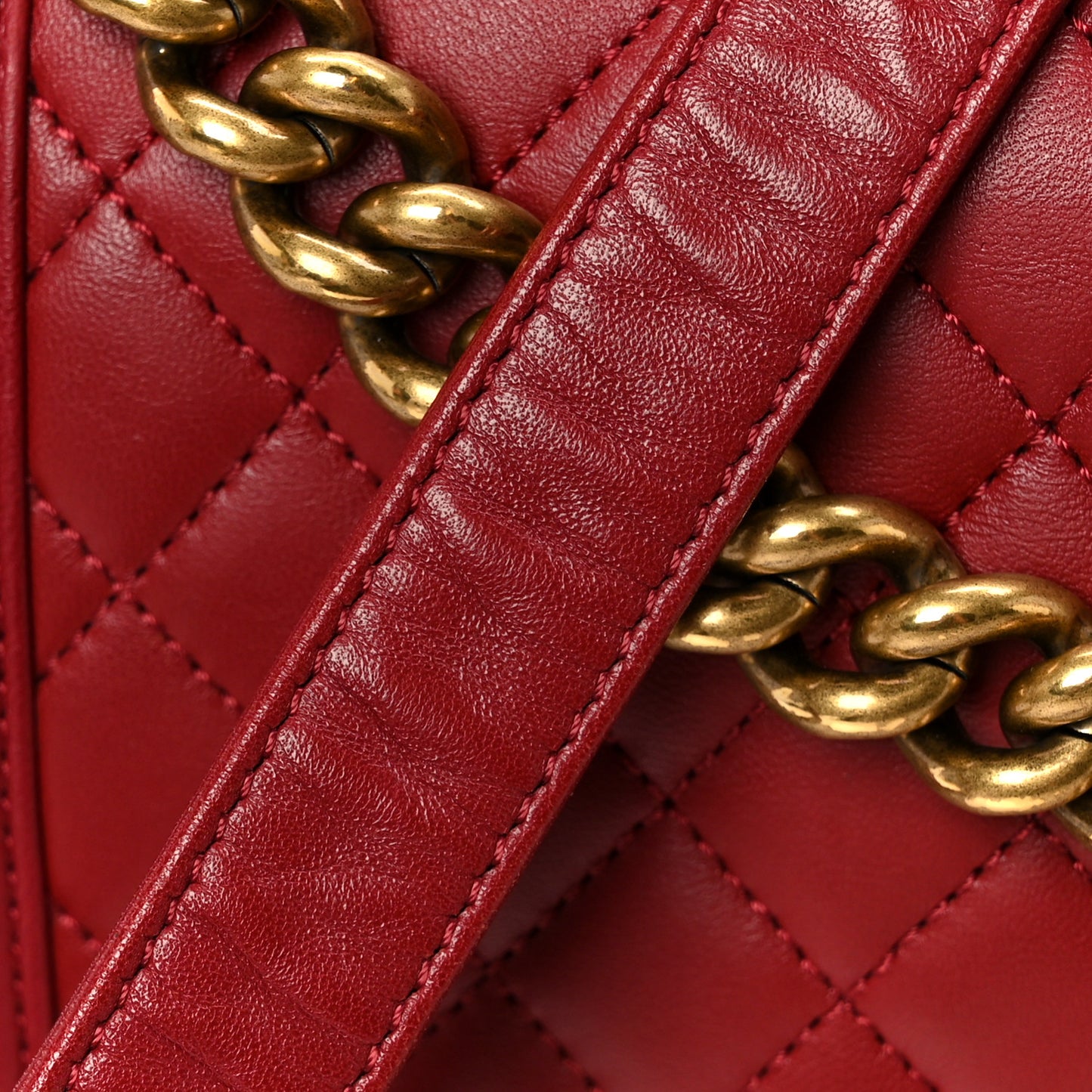 Lambskin Quilted New Medium Boy Flap Dark Red