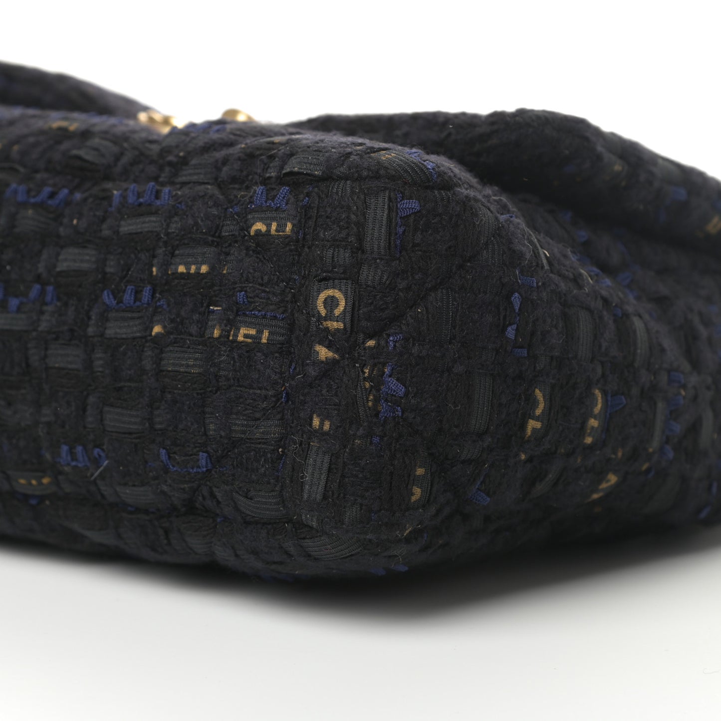 Tweed Quilted Medium Chanel 19 Flap Black Navy Gold