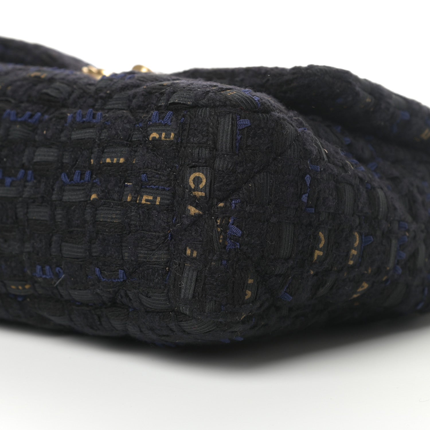 Chanel Tweed Quilted Medium Chanel 19 Flap Black Navy Gold 10 of 11