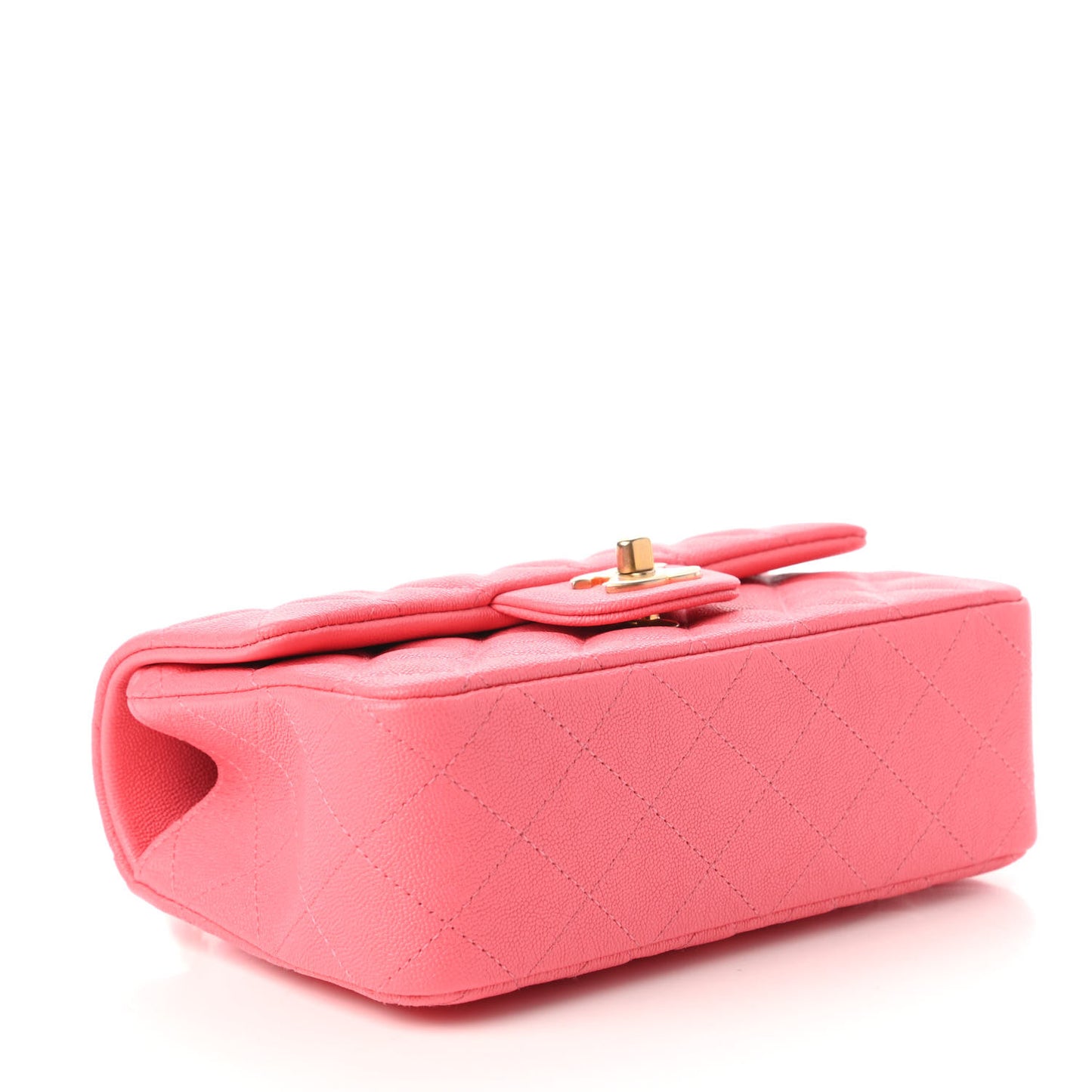 Caviar Quilted Mini Top Handle Rectangular Flap Pink