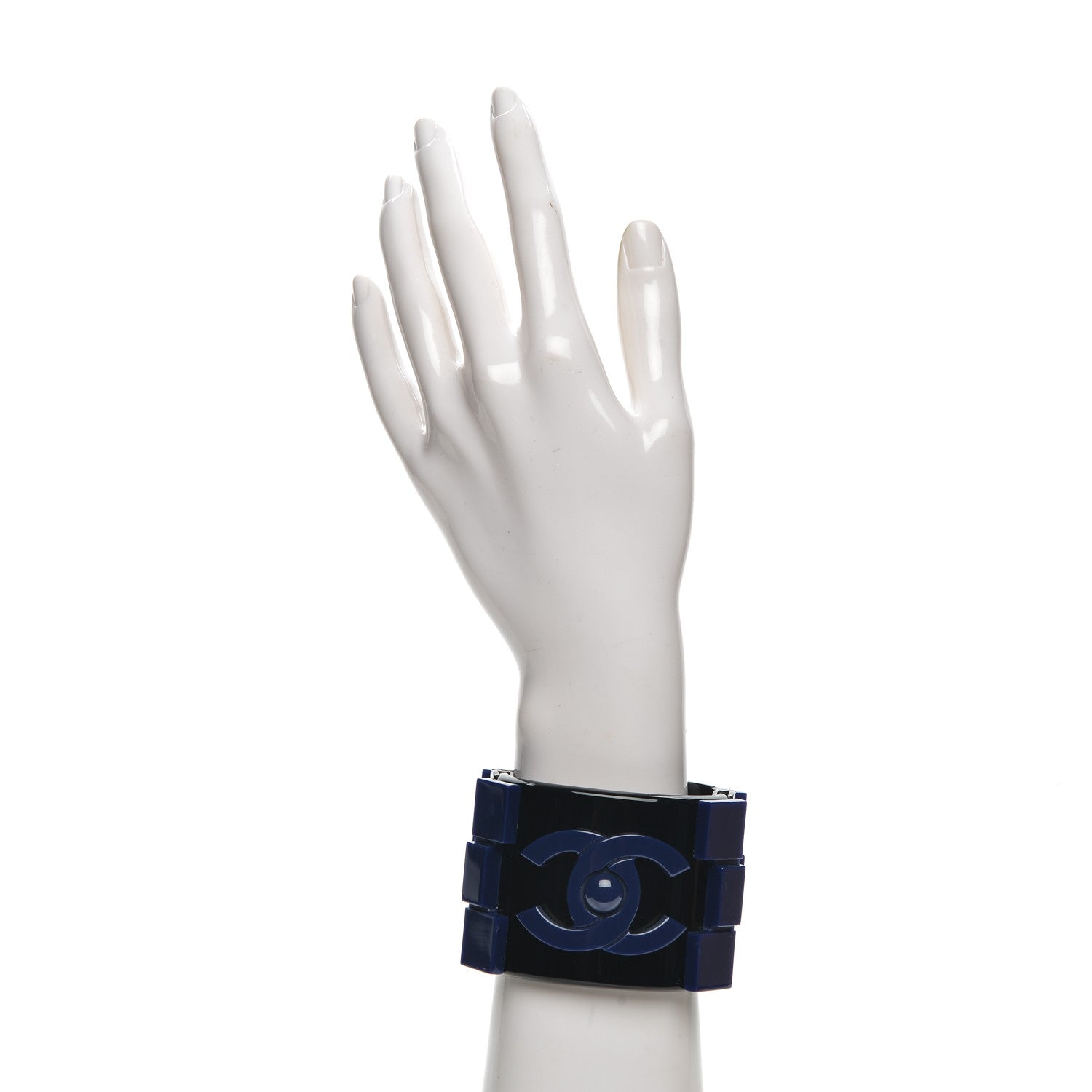 Chanel Plexiglass Lego Boy Cuff Black Blue 2 of 5
