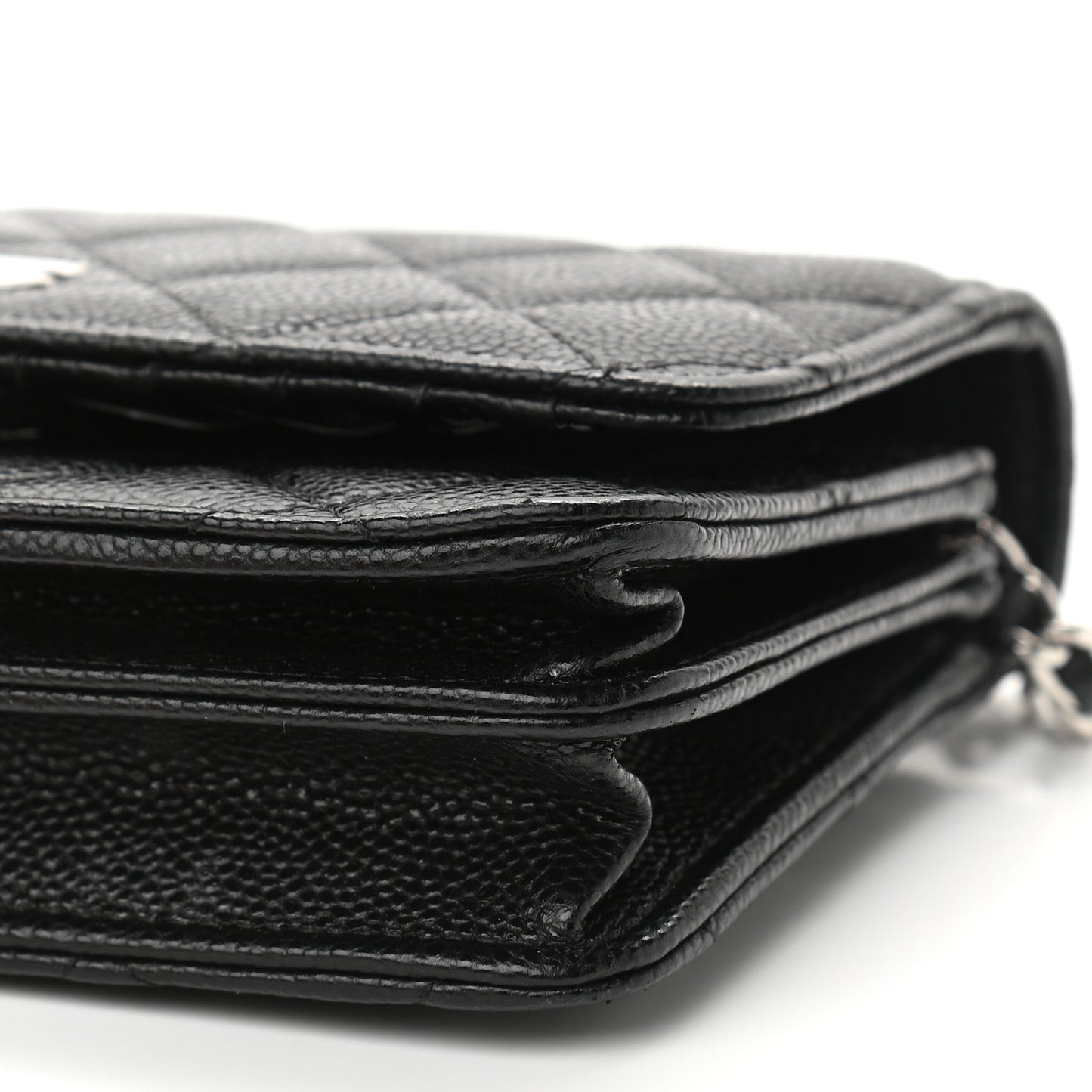 Caviar Quilted Mini Wallet On Chain WOC Black
