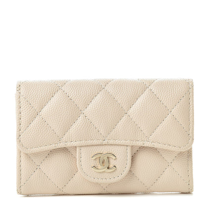 Chanel Caviar Quilted Card Holder Wallet Beige 1 of 9