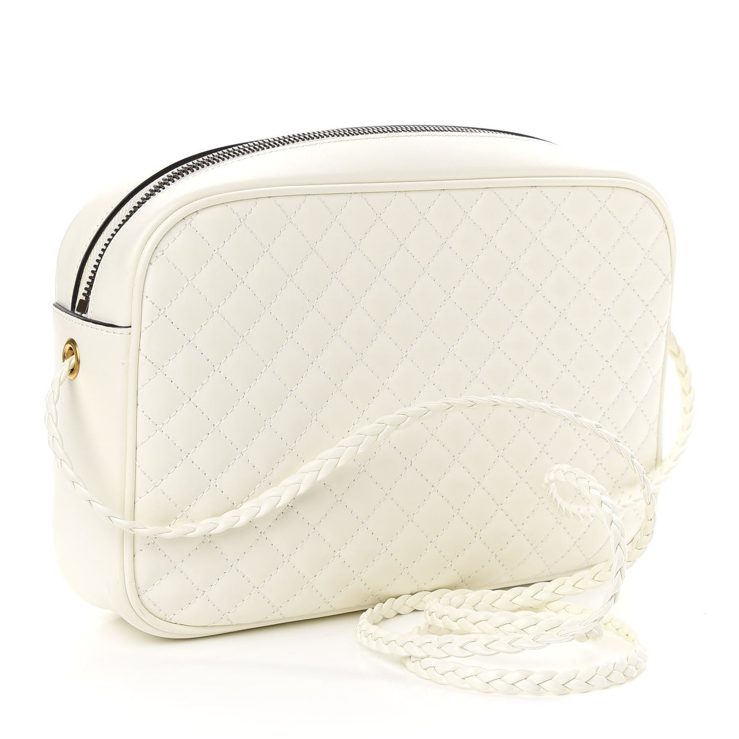 Calfskin Web Trapuntata Small Shoulder Bag Off White