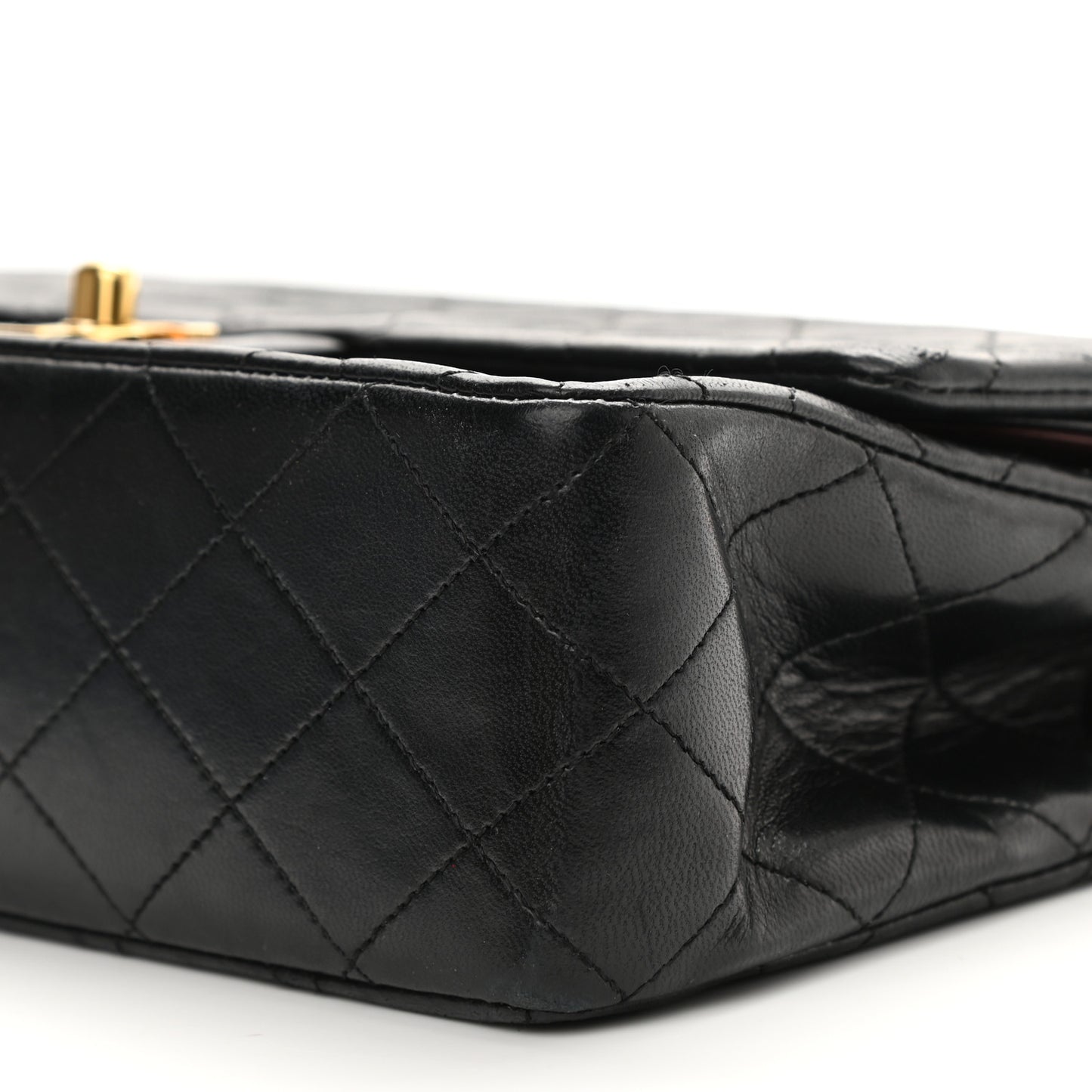 Lambskin Quilted Medium Double Flap Black