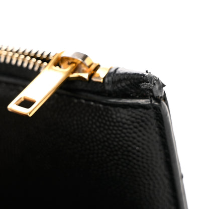 Saint Laurent Grain De Poudre Matelasse Chevron Monogram Zipped Two-Part Wallet Black 8 of 9