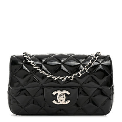 Chanel Patent Calfskin Quilted Extra Mini Rectangular Flap Black 1 of 10