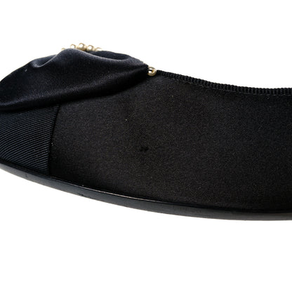 Chanel Satin Grosgrain Pearl Bow Ballerina Cap Toe Flats 38.5 Black 10 of 11