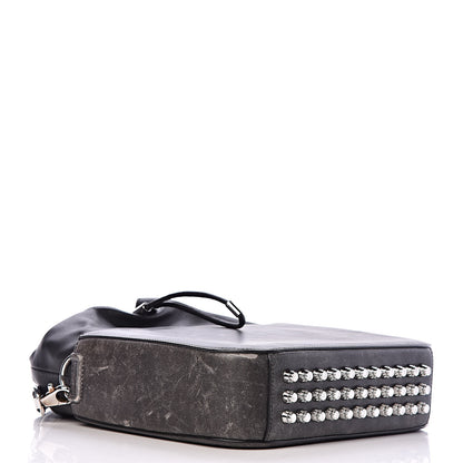 Alexander Wang Distressed Calfskin Flat Drawstring Bucket Black 4 of 11